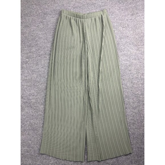 Pleione Pants - Pleione Pull On Pants Women's Small Green Pleated Wide Leg High Rise